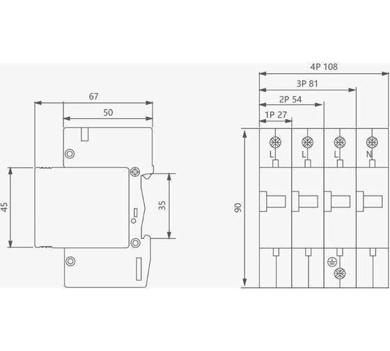 Устройство защиты от импульсных перенапряжений CNC Electric Surge Protection Device YCS6-B 3P 40-80KA 54mm Middle red 385V A060055