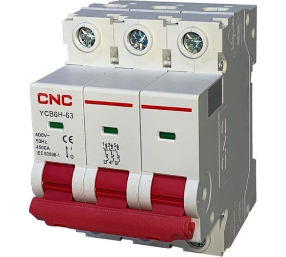 Модульный автоматический выключатель CNC Electric YCB6H-63 3А, 3P, 4,5кА, C A000224