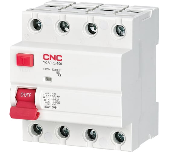 Устройство защитного отключения CNC Electric YCB9RL-100 УЗО, 25А, 3P+N, 6кА, 30мА, AC, электромеханическое A030865