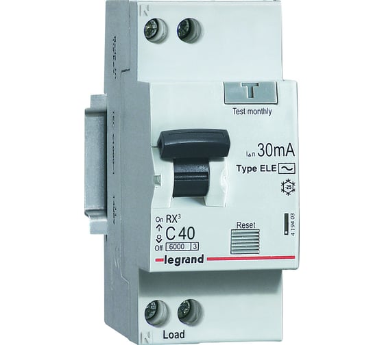 Дифференциальный автомат Legrand RX3 АВДТ 30мА 10А 1П+Н AC 419397