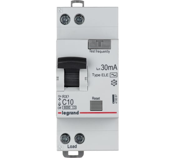 Дифференциальный автомат Legrand RX3 АВДТ 30мА 10А 1П+Н AC 419397