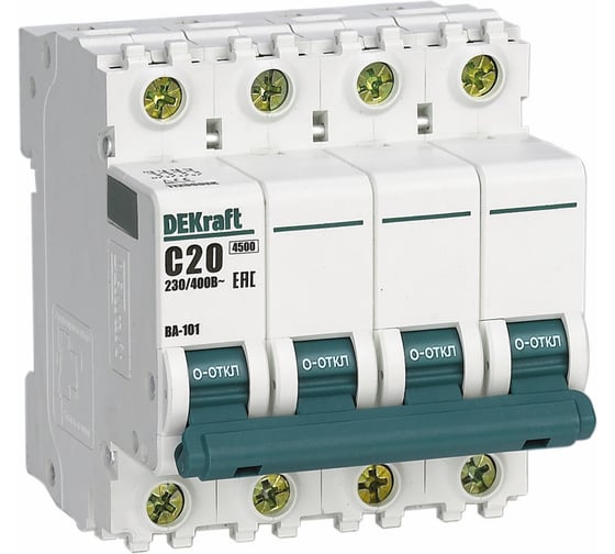 Автоматический выключатель Dekraft ВА101-4Р-020А-C 11091DEK