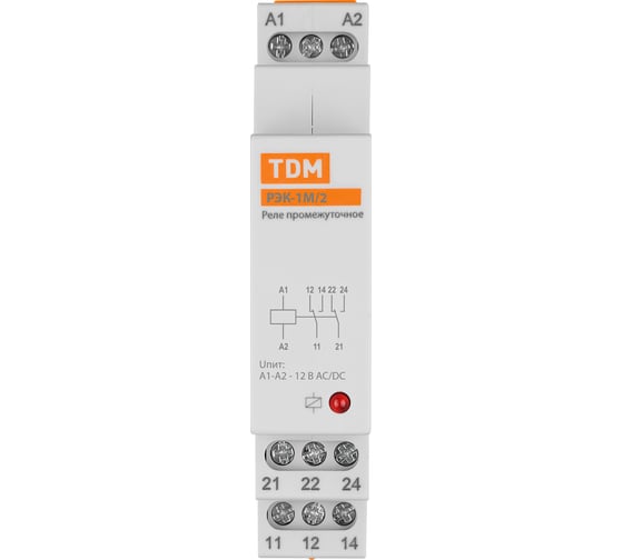 Реле промежуточное TDM ELECTRIC РЭК-1М/2 16А 12В АС/DC (DIN-рейка, 2р-контакт) TDM SQ0701-0083