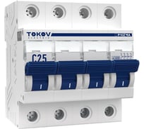 Выключатель автоматический модульный TOKOV ELECTRIC 4П, 25А, 4.5кА, характеристика C TKE-PZ45-MCBI-4-25-C