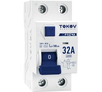 Выключатель дифференциального тока (УЗО) TOKOV ELECTRIC 2П (1P+N) 32А 100мА тип AC 6кА TKE-PZ60-RCDM-2-32-100-AC