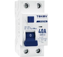 Выключатель дифференциального тока (УЗО) TOKOV ELECTRIC 2П (1P+N) 40А 100мА тип AC 6кА TKE-PZ60-RCDM-2-40-100-AC