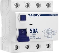 Выключатель дифференциального тока (УЗО) TOKOV ELECTRIC 4П (3P+N) 50А 30мА тип AC 6кА TKE-PZ60-RCDM-4-50-30-AC
