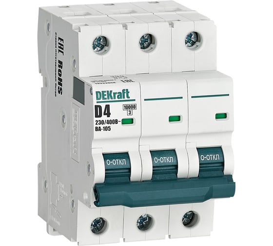 Автоматический выключатель Dekraft ВА105-3P-004A-D 13222DEK