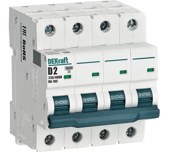 Автоматический выключатель (АВ) ВА-105, 4 P, 1 A, хар-ка D, 4.5 кА Dekraft 13232DEK 1