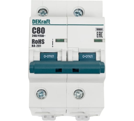 Автоматический выключатель Dekraft ВА201-2Р-080А-C 13005DEK 1