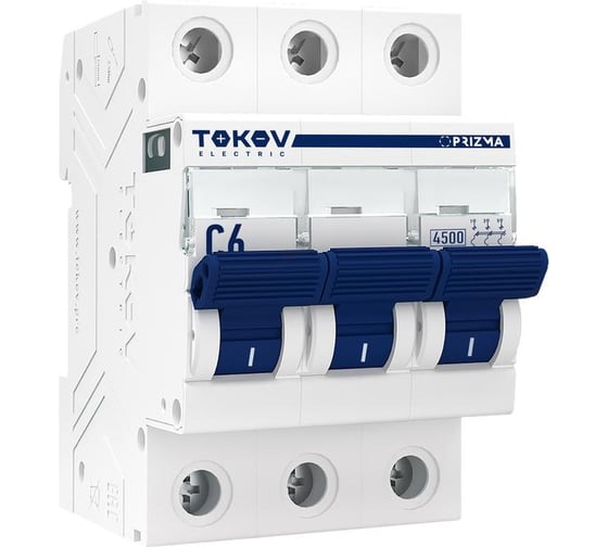 Выключатель автоматический модульный TOKOV ELECTRIC 3П 6А 4.5кА х-ка C TKE-PZ45-MCBI-3-6-C 1