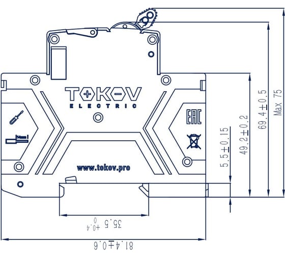 Выключатель автоматический модульный TOKOV ELECTRIC 3П 32А 6кА х-ка C TKE-PZ60-MCBI-3-32-C