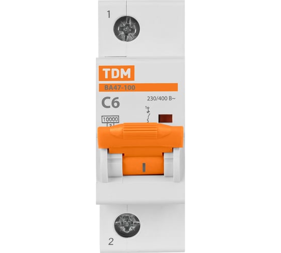 Автоматический выключатель TDM ELECTRIC ВА47-100 1Р 6А 10кА х-ка С SQ0207-0136
