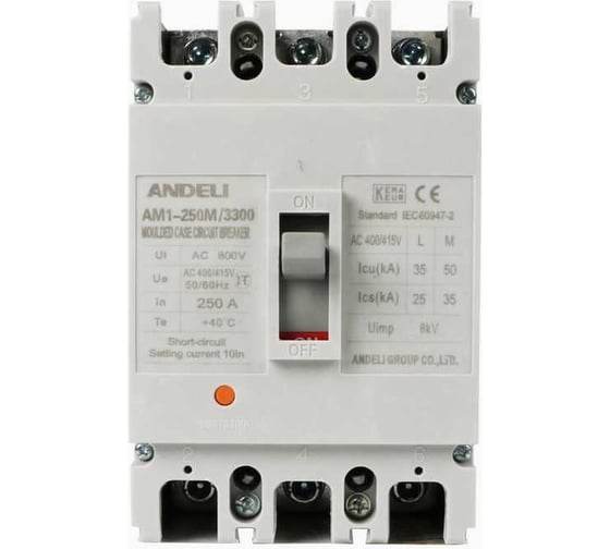 Автоматический выключатель ANDELI AM1-250M/3P 200A 50kA артикул ADL06-1127