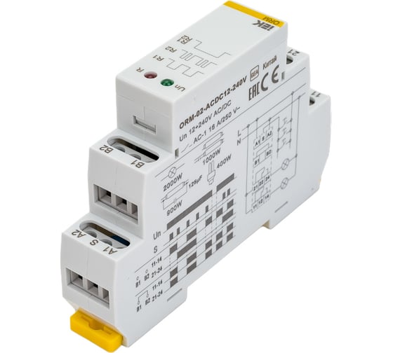 Импульсное реле IEK ORM 2 контакта, 12-240 В AC/DC ORM-02-ACDC12-240V