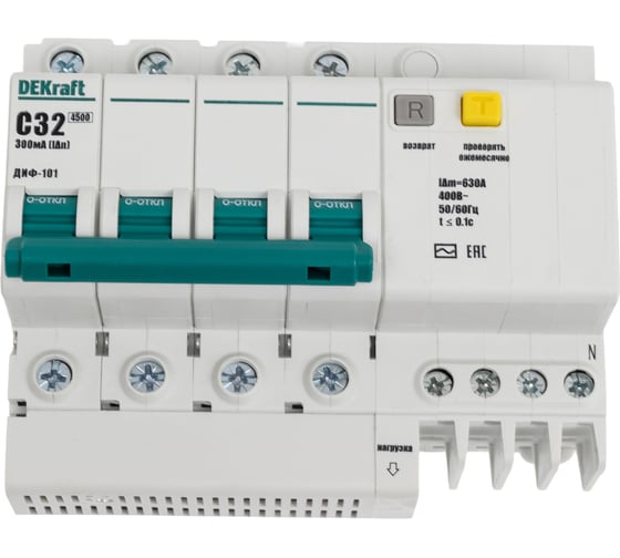 Дифференциальный автомат Dekraft ДИФ101-4P-032A-300-C 15046DEK 1