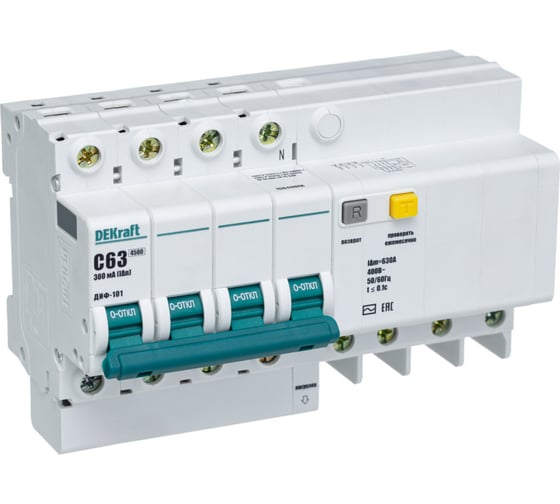 Дифференциальный автомат Dekraft ДИФ101-4P-063A-300-C 15049DEK