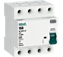 Выключатель дифференциального тока (ВДТ) УЗО-03 Dekraft 4 Р, 16 А, 30 мА, 6 кА 14232DEK
