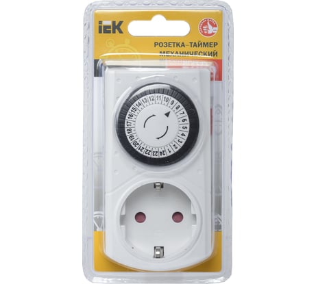 Розетка-таймер IEK РТМ-1, механический, 30мин, 24ч, 48on/off, 16А, IP20 ERT-20-1-16-S-30-0-20-K01