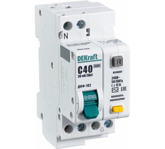 Дифференциальный автомат Dekraft ДИФ102-1N-040А-030-C 16007DEK