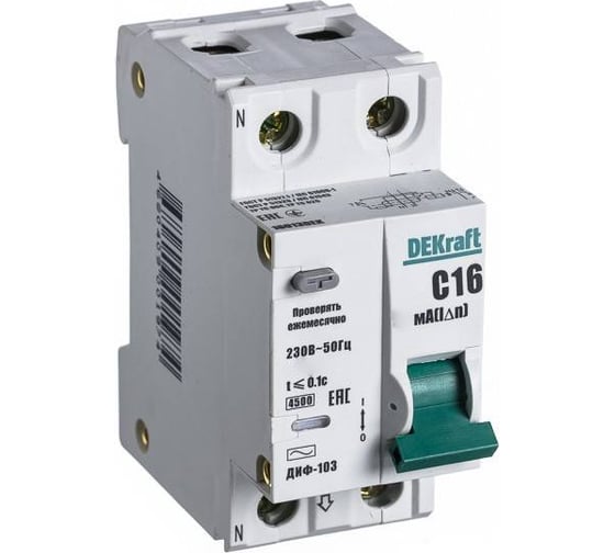 Дифференциальный автомат Dekraft ДИФ103-1N-006А-030-C 16011DEK 1