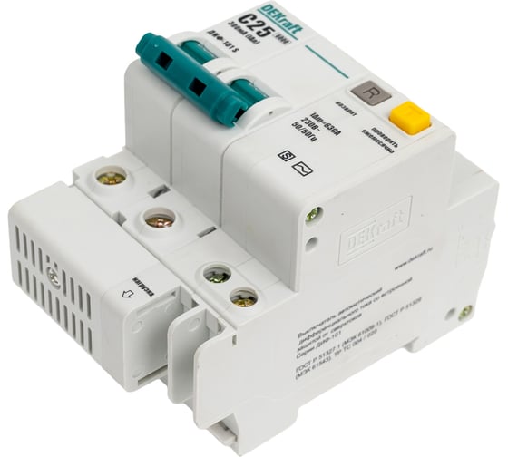 Дифференциальный селективный автомат Dekraft ДИФ101-2Р-025А-300-C-S 15305DEK