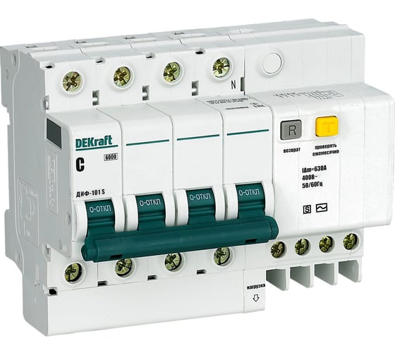 Дифференциальный селективный автомат Dekraft ДИФ101-4Р-040А-100-C-S 15312DEK