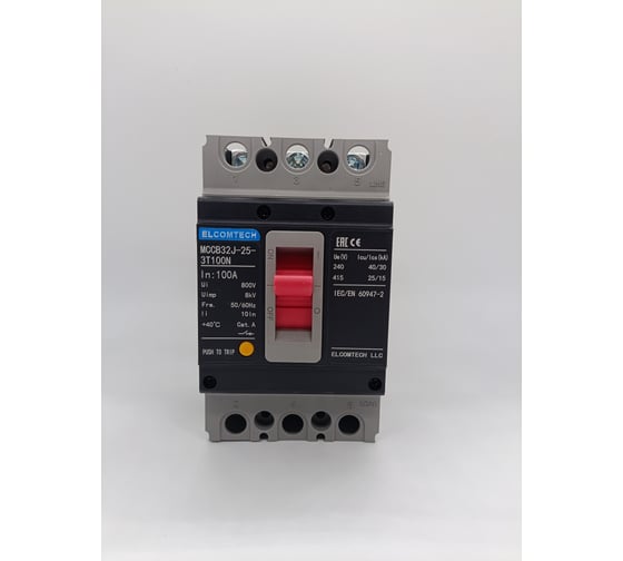 Автоматический выключатель ELCOMTECH в литом корпусе MCCB32J-25-3T100N, 3п 100А 25кА, термо-магнитный УТ-00026515