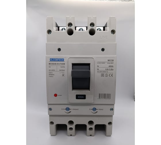 Автоматический выключатель ELCOMTECH в литом корпусе MCCB24B-50-3T400M, 3п 400А 50кА, термо-магнитный УТ-00026318