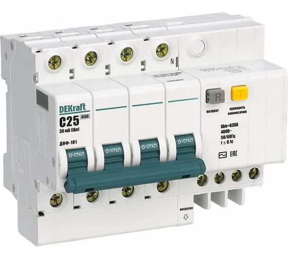 Дифференциальный автомат Dekraft ДИФ101-3N-040А-100-D 15233DEK 1
