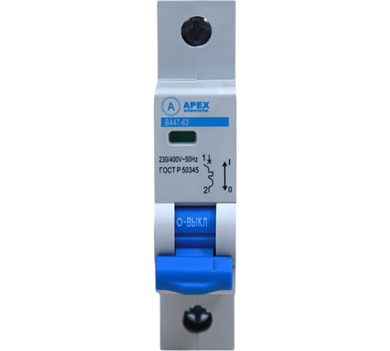 Автоматические выключатели APEX ВА 47-63 1P, 6А, характеристика D, 6кА, PROFF ME21378