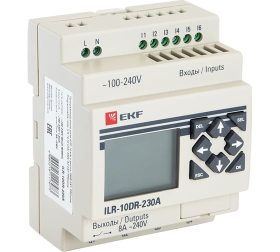 Программируемое реле EKF PROxima PRO-Relay, 10 входов/выходов, с дисплеем, 230В ILR-10DR-230A 1