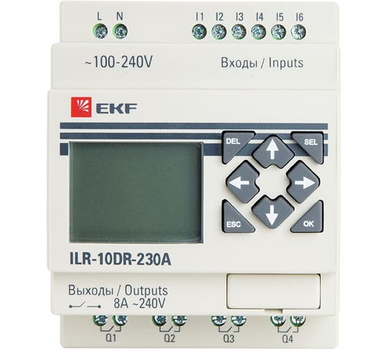 Программируемое реле EKF PROxima PRO-Relay, 10 входов/выходов, с дисплеем, 230В ILR-10DR-230A