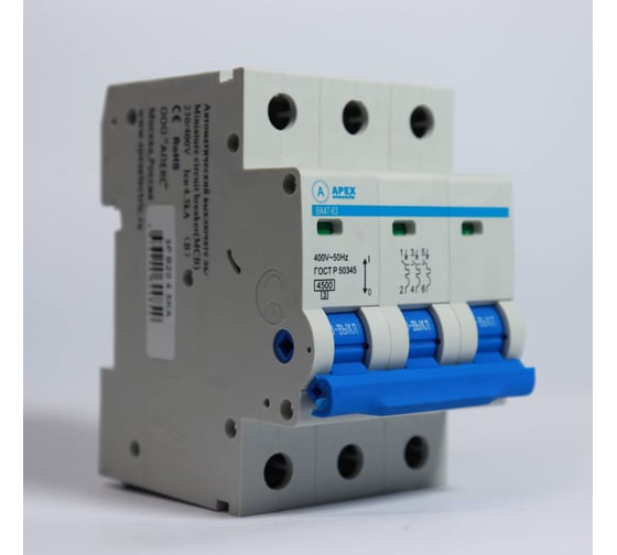Автоматический выключатель APEX ВА 47-63 3P 40А характеристика C 4,5kA PROFF ME213196 1