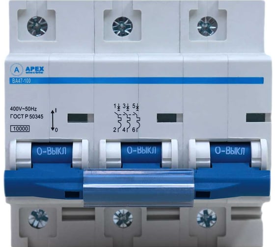 Автоматический выключатель APEX BA 47-100 3P 32А характеристика C 10kA PROFF ME21071