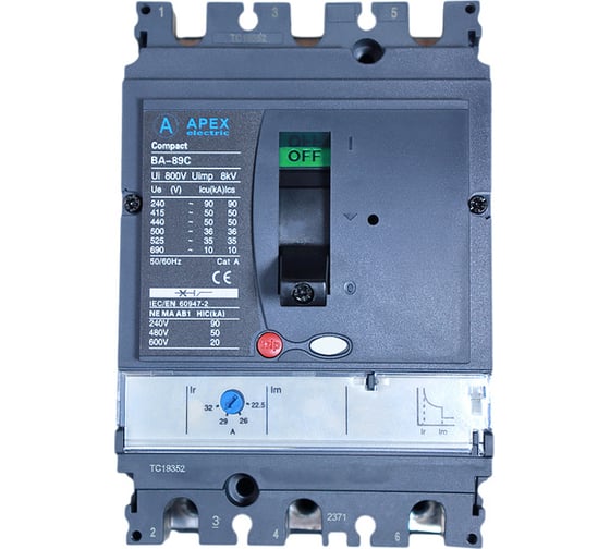 Автоматический выключатель APEX ВА-89C 160/50А, 3P, 36кА PE11434