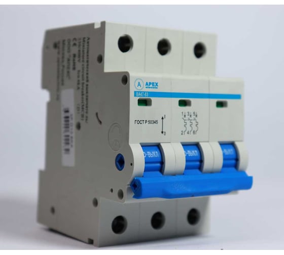 Автоматический выключатель APEX ВА 47-63 3P 20А хар. C 4,5kA PROFF ME213170 1