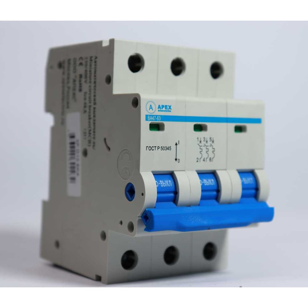 Автоматический выключатель APEX ВА 47-63 3P 20А хар. B 4,5kA PROFF ...