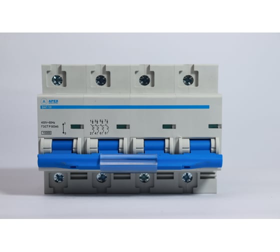 Автоматический выключатель APEX BA 47-100 4P, 63А, характеристика C, 10kA, PROFF ME210105