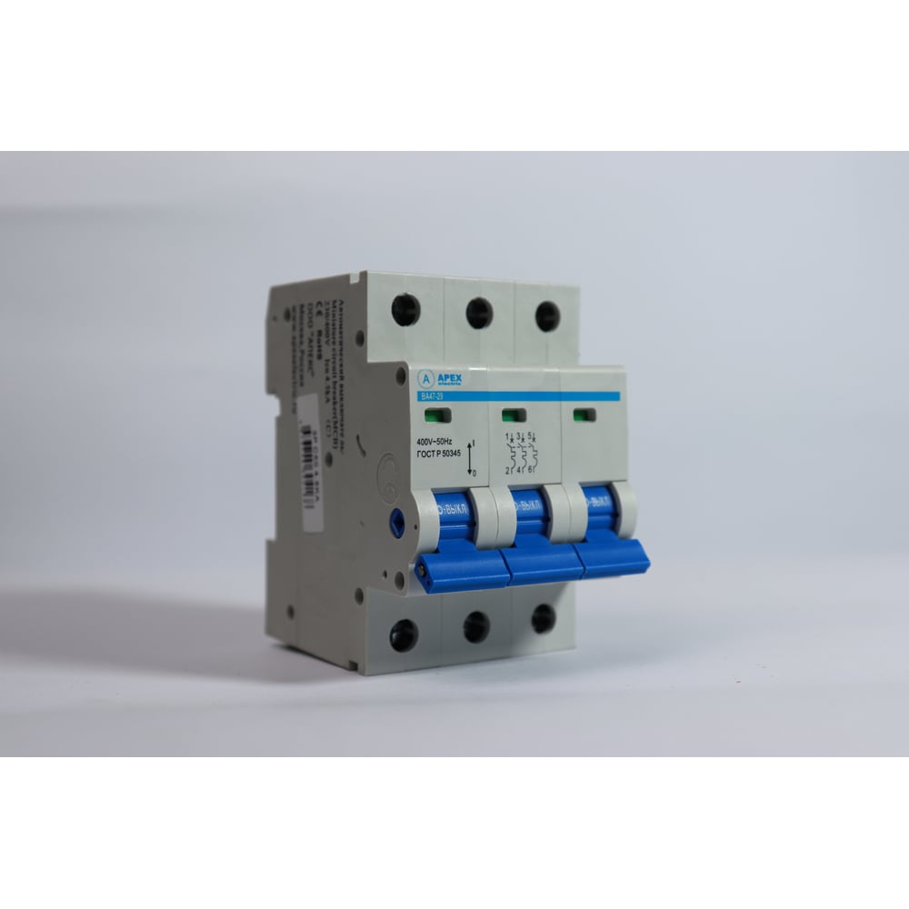 Автоматический выключатель APEX ВА 47-29 3P, 10А, характеристика B, 4 ...