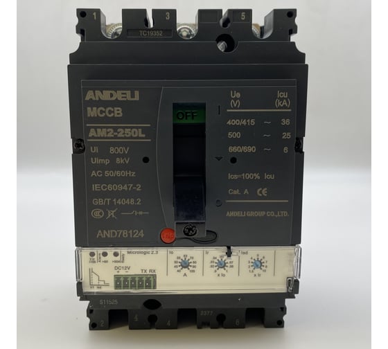 Автоматический выключатель ANDELI AM2- N- 630-2.3SE 630А Ir=0,4-1,0In,Ir=0.8-1Io,Isd=2-12Ir 50кА электронный расцепитель ADL06-1214