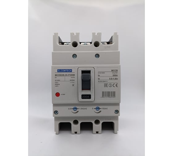 Автоматический выключатель в литом корпусе ELCOMTECH MCCB22B-35-3T200M, 3п 200А 35кА, термо-магнитный УТ-00026316 1