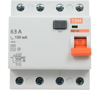 Устройство защитного отключения TDM ELECTRIC ВД1-63 4Р 63А 100мА SQ0203-0042