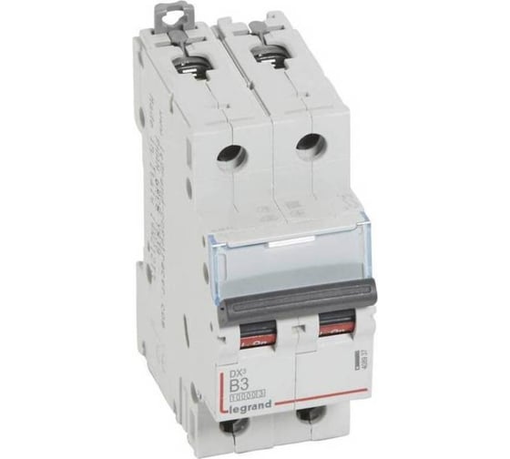Автоматический выключатель Legrand DX³ 10000, 16 кА, тип характеристики B, 2П, 230/400 В~, 3 А, 2 модуля 408937 1