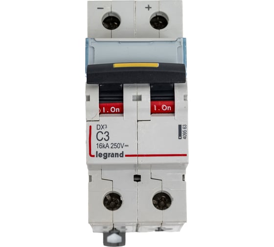 Автоматический выключатель Legrand DX³ 10000, 16 кА, DC 250 В, 2 защищенных полюса, 3 А, 2 модуля 409563