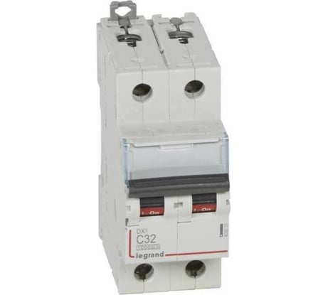 Автоматический выключатель Legrand DX³ 10000, 16 кА, тип характеристики С, 2П, 230/400 В~, 32 А, 2 модуля 409205