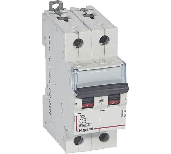 Автоматический выключатель Legrand DX³ 10000, 16 кА, тип характеристики С, 2П, 230/400 В~, 3 А, 2 модуля 409197 1