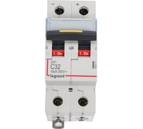 Автоматический выключатель Legrand DX³ 10000, 16 кА, DC 250 В, 2 защищенных полюса, 32 А, 2 модуля 409571