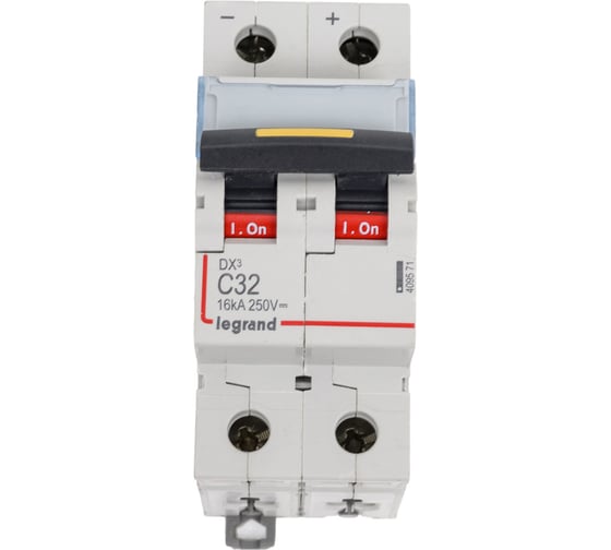 Автоматический выключатель Legrand DX³ 10000, 16 кА, DC 250 В, 2 защищенных полюса, 32 А, 2 модуля 409571 1