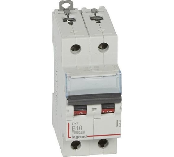 Автоматический выключатель Legrand DX³ 6000 10 кА, тип характеристики B, 2П, 230/400 В~, 10 А, 2 модуля 407507 1